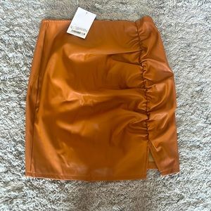 Blue Blush Faux Leather Skirt